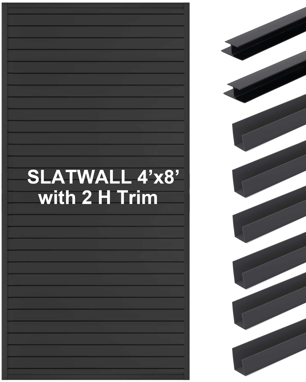 FRAYSCENT Slat Wall Paneling Garage Slat Wall Storage Systems Slatwall Panels Power Tool Organizer Wall Mount, PVC Garage Storage & Organization Products Slate Board (Black, 4ft x 8ft)