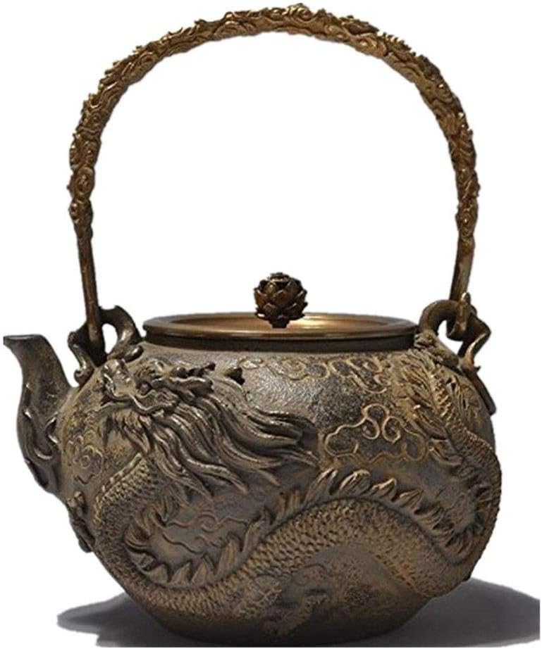 Handmade Uncoated Iron Pot Tea Kettle Japanese Tetsubin Cast Iron Teapot Dragon And Phoenix Pattern Kettle1200ML,