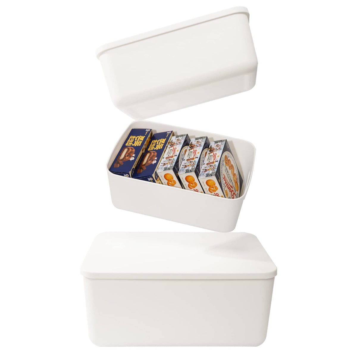 Yishyfier Plastic Storage Baskets Bins Boxes With Lids,Organizing Container White Storage Organizer Bins For Shelves Drawers Desktop Playroom Classroom Office,6-Pack(4XL+2L)