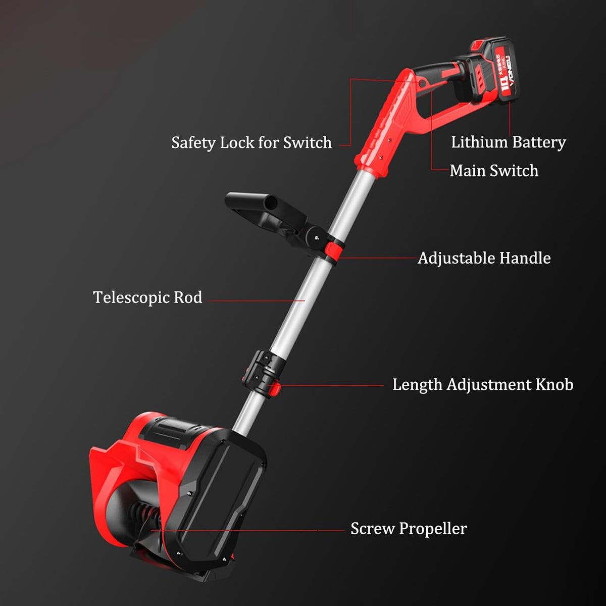 Cordless Snow Blower, Adjustable Handle for Easy Storage, Portable Brushless Electric Winter Snow Thrower - Cleaning Width 30cm/11.8in, for Deck,Steps,Patio,Driveway & Sidewalk Blue 1 Batteries