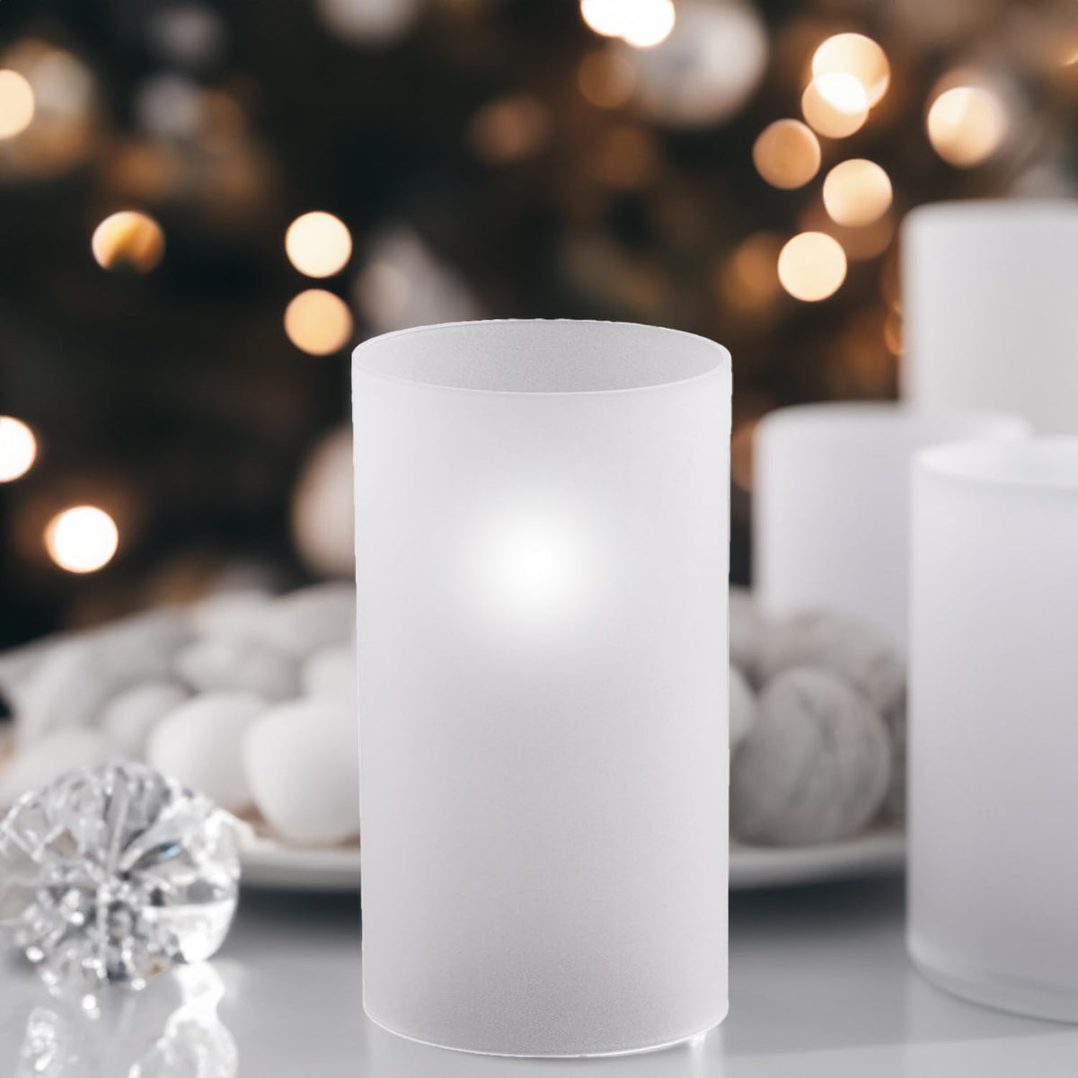 WGVI Hurricane Candle Holder Sleeve, W: 3", Ht: 14", Frosted Glass Cylinder Open Both Ends, Chimney Tube Shade, 12 Pieces