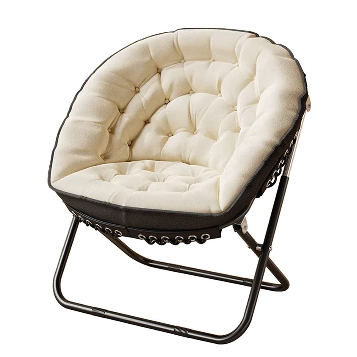 YCKEGEW Folding Papasan Chair Oversized Saucer Chair Indoor Accent Chair for Living Room,Lounge Chairs with Carbon Steel Frame,Lazy Sofa Office Chair for Home (Color : Green)