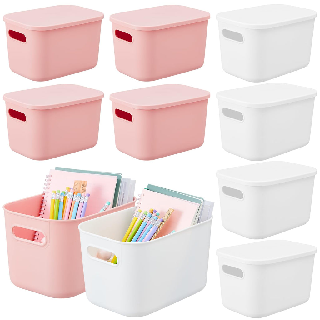 Hoolerry 8 Pieces Storage Bins, 14.2 x 10.2 x 9.5 Inch, Black