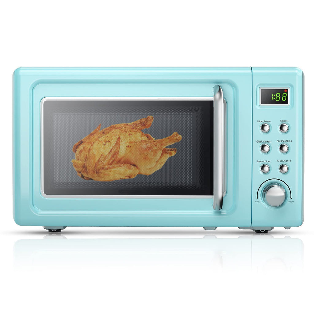 MAT EXPERT 0.7 Cu.ft Compact Microwave Oven, Digital Timing & Child Lock, Small Microwave w/Glass Turntable & 6 Preset Buttons, Delayed Start Function, 700W Mini Microwave w/5 Micro Power (White)