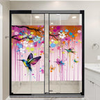 Graffiti Hummingbirds Window Privacy Film 31.5Wx55.1L inch x 2pcs