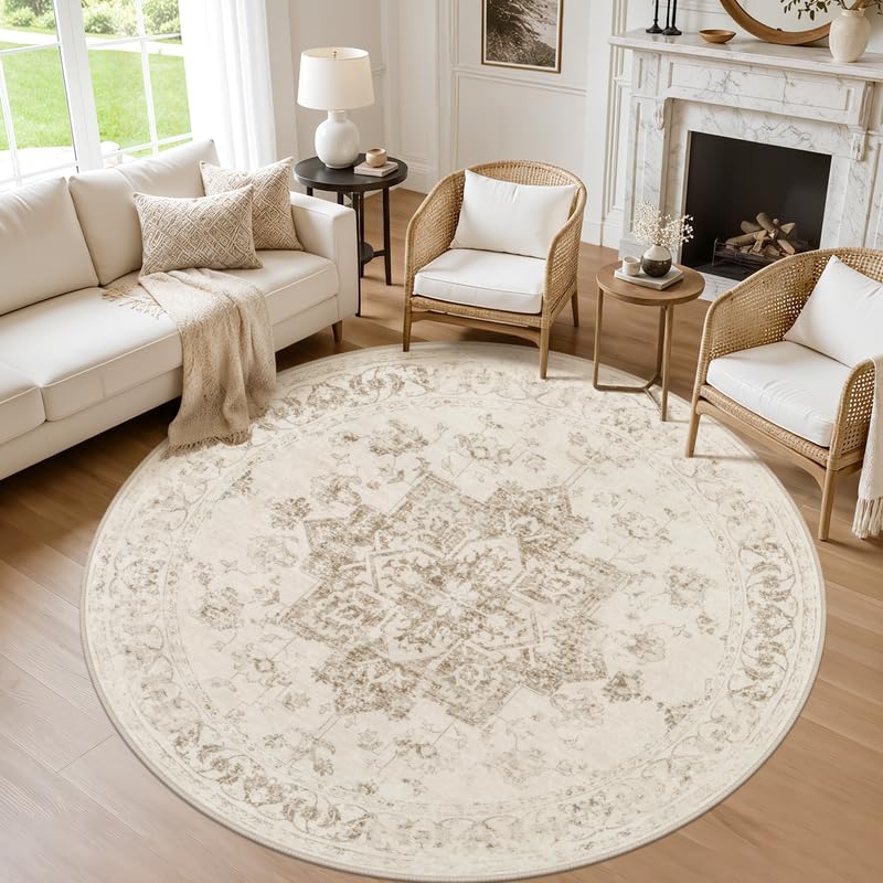 8x10 Area Rugs Living Room: Bedroom Washable Carpet Beige/Ivory