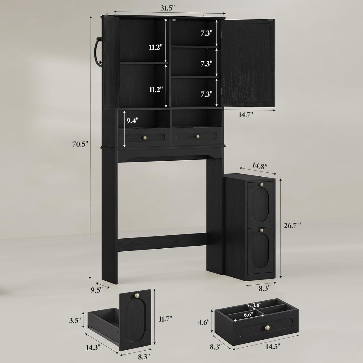 Over the Toilet Storage Cabinet with Mobile Storage Cabinet