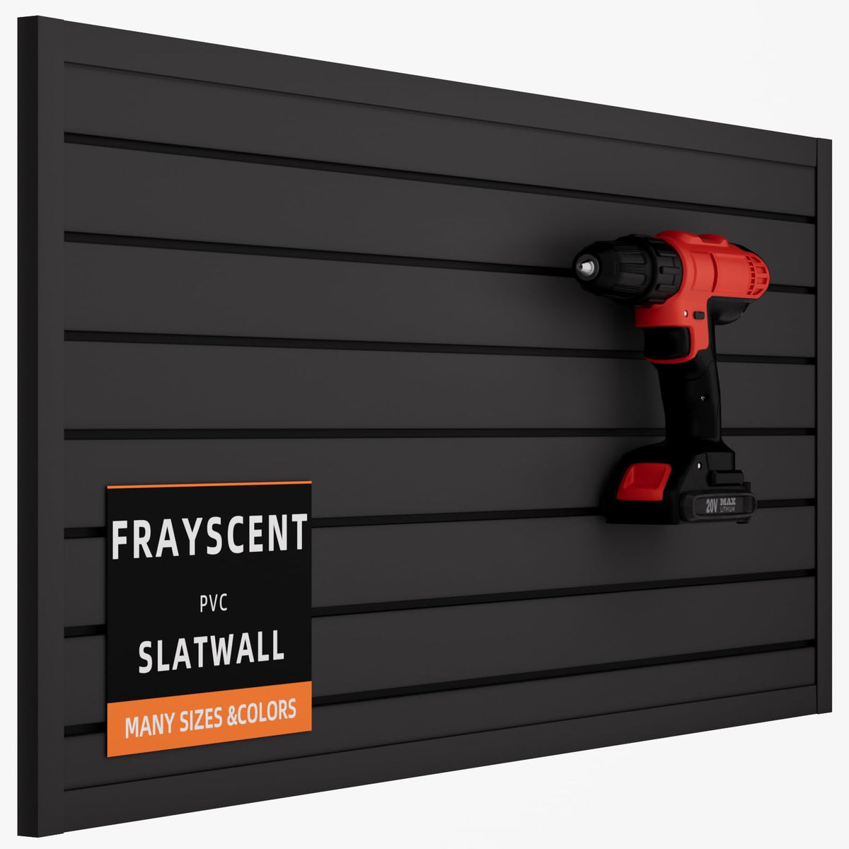 FRAYSCENT Slat Wall Paneling Garage Slat Wall Storage Systems Slatwall Panels Power Tool Organizer Wall Mount, PVC Garage Storage & Organization Products Slate Board (Black, 4ft x 8ft)