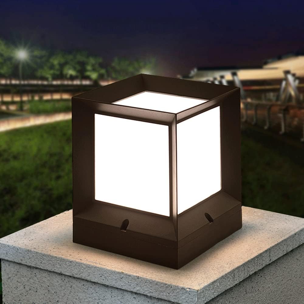 Square 1 Pack Pillar Light Waterproof Post Light with Mount Base Outdoor Modern Column Light for Path Door Garden Park Decor E27 Post Pillar Lamp Bulbs Not Included