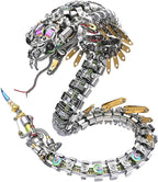 3D Metal Puzzle Snake Model Kit, 1000PCS DIY Assemble Steampunk Mechanical Viper Shadow Cobra with LED Light-Up Eyes, Creative Handcrafted Metal Art Craft Desktop Display & Decoration for Adults