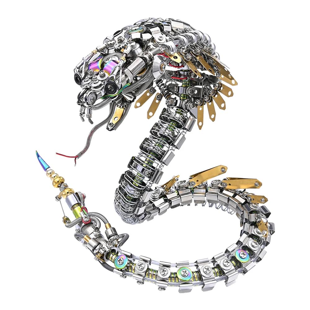 3D Metal Puzzle Dragon Model Kit, 200PCS DIY Steampunk Mechanical Fire-Breathing Dragon with Adjustable Wings, Creative Handcrafted Metal Art Craft Desktop Display & Decoration for Adults