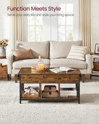 VASAGLE Lift Top Coffee Table with Storage Shelf, 3 Compartments