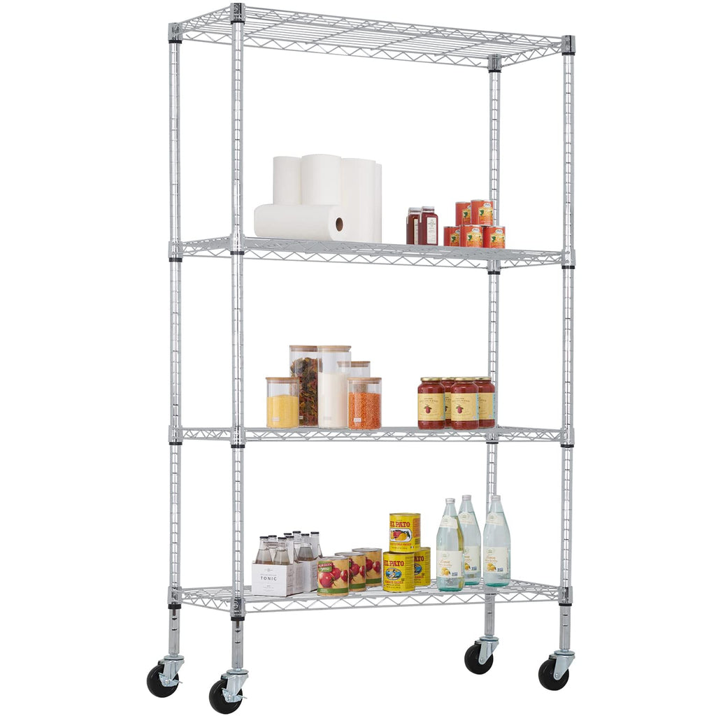 FDW | 6-Tier Wire Shelf with Wheels | 45" x 18" x 82" | Chrome