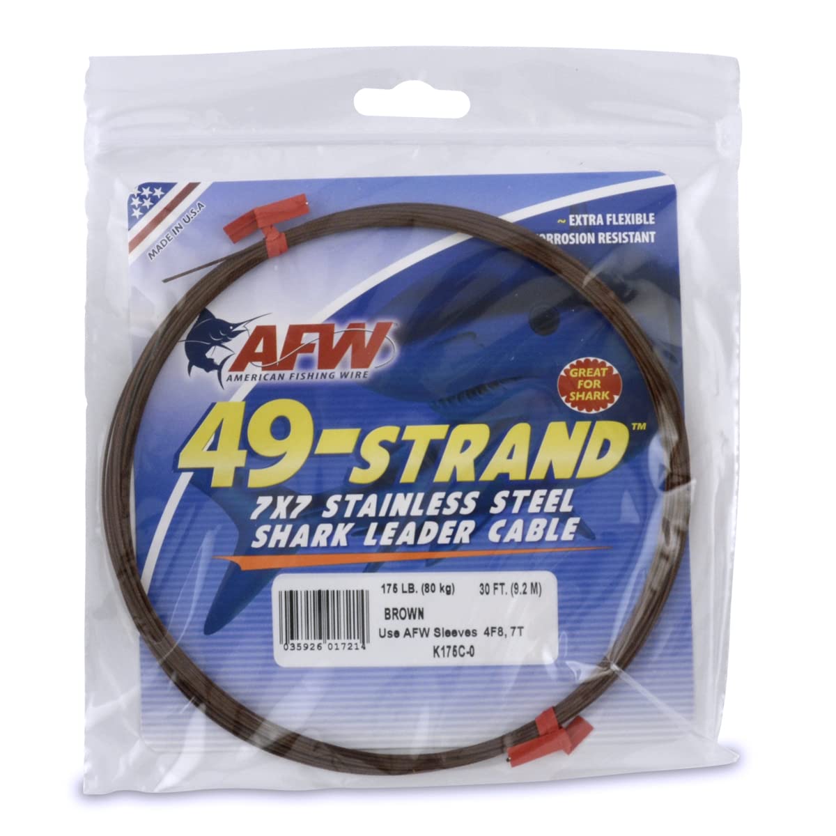 AFW Fishing Wire 49 Strand, 7x7 Stainless Steel Leader Cable, 90lb to 900