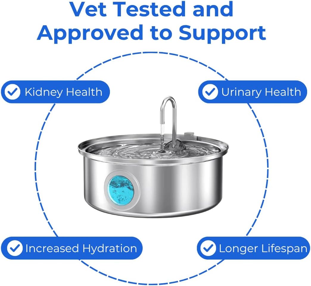 Water Fountain for Cats, 2026 New Stainless Steel Water Fountain, Ultra-Quiet Cat Fountain with 2 Filters, 3.2/7L(108/236oz) Cats Essentials Water Fountains for Cat, Dog (4Filters, 7L)