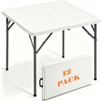 2 Pack Folding Tables 6FT Plastic Utility Foldable Tables, Black