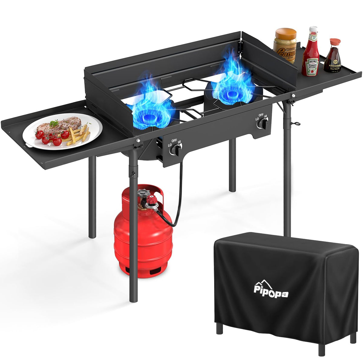 3 Burner Propane Camp Stove | 225,000 BTU | High Pressure Gas Burners