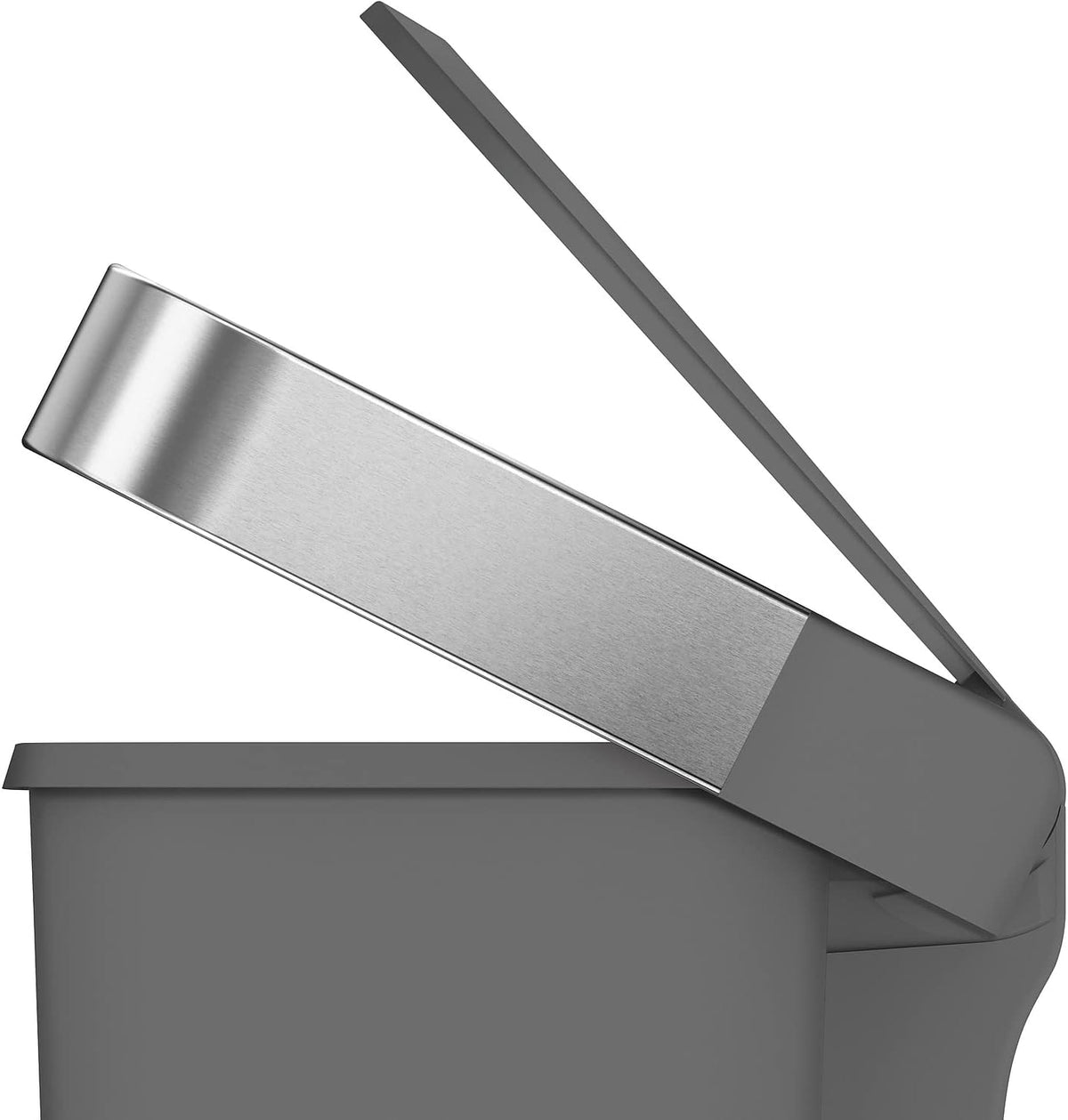 simplehuman 45 Liter / 12 Gallon Rectangular Kitchen Step Trash Can with Soft-Close Lid, Grey Plastic