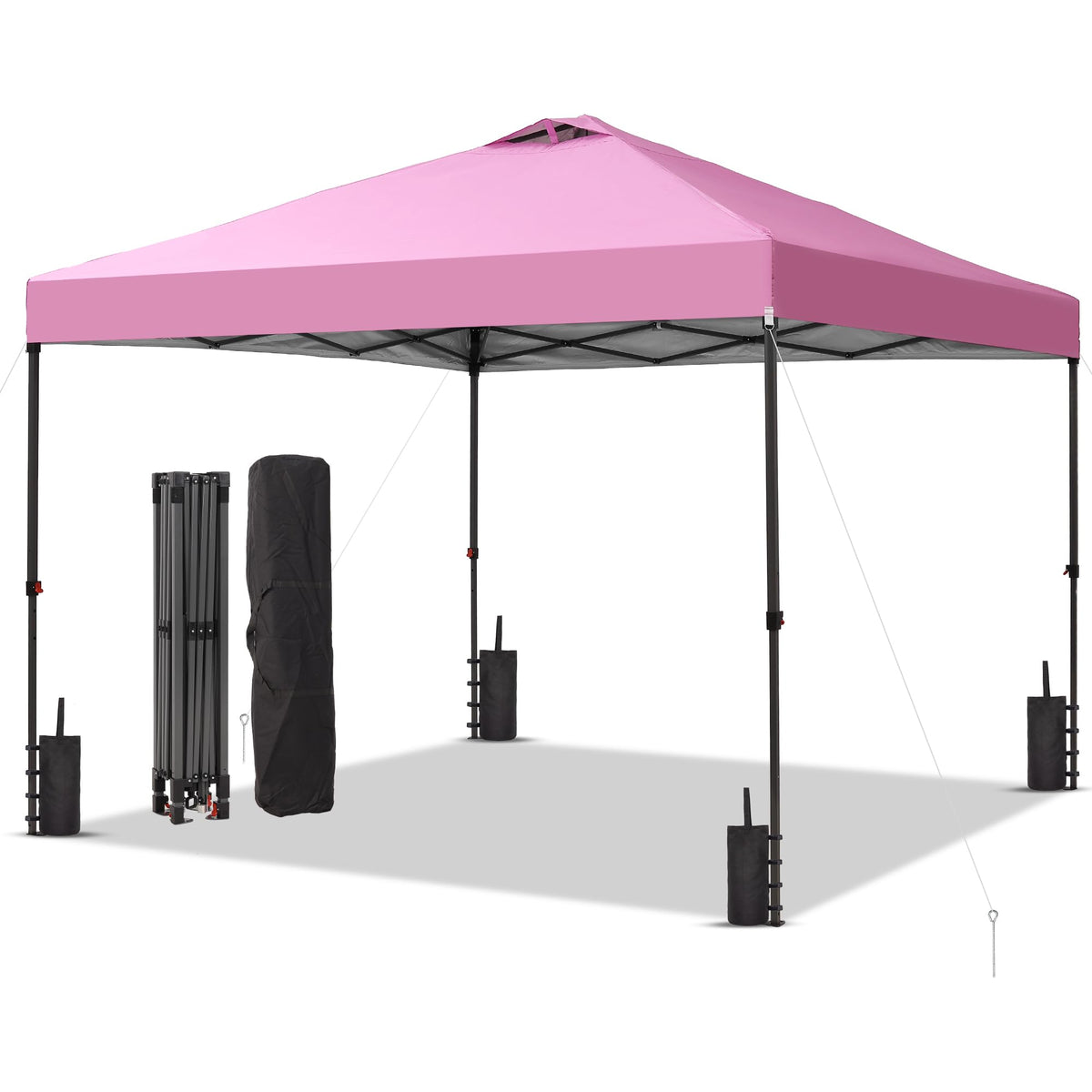 GDY 10x10FT Pop-Up Canopy Tent — with 4-Side Walls & Vented Top, Portable Outdoor Event Tent for Garden, Poolside, Parks, Parties,Camping, Pink.