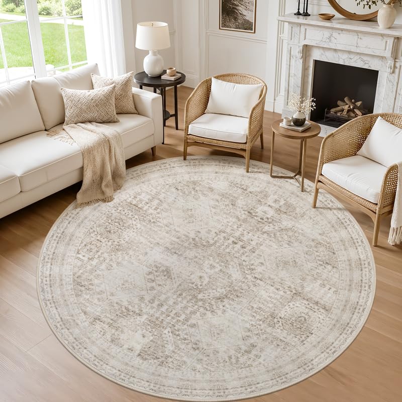 8x10 Area Rugs Living Room: Bedroom Washable Carpet Beige/Ivory