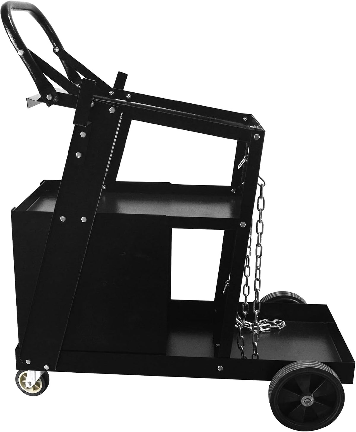 2-Tier Welding Cart with 4 Drawers and 360° Swivel Wheels Tilt-Table Welder Cart with 260Lbs Capacity Heavy Duty Rolling Welder Carts with Safety Chains for MIG TIG MMA Plasma Cutter Machine