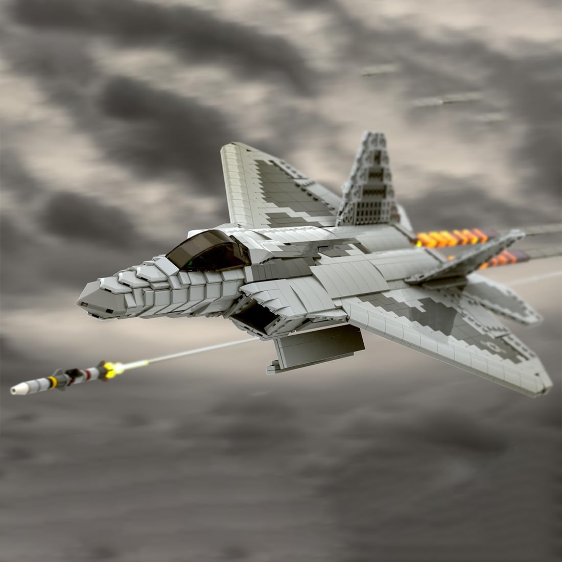 1/35 Scale F-22 Fighter Building Blocks Set, Military Aircraft Model DIY Assembly Kits, Collectible Military-Themed Display Model for Collectors & Enthusiasts, MOC-105520 (1624PCS)