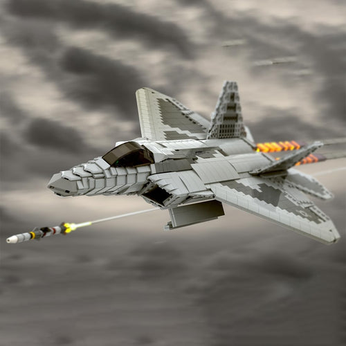 1/35 Scale F-22 Fighter Building Blocks Set, Military Aircraft Model DIY Assembly Kits, Collectible Military-Themed Display Model for Collectors & Enthusiasts, MOC-105520 (1624PCS)