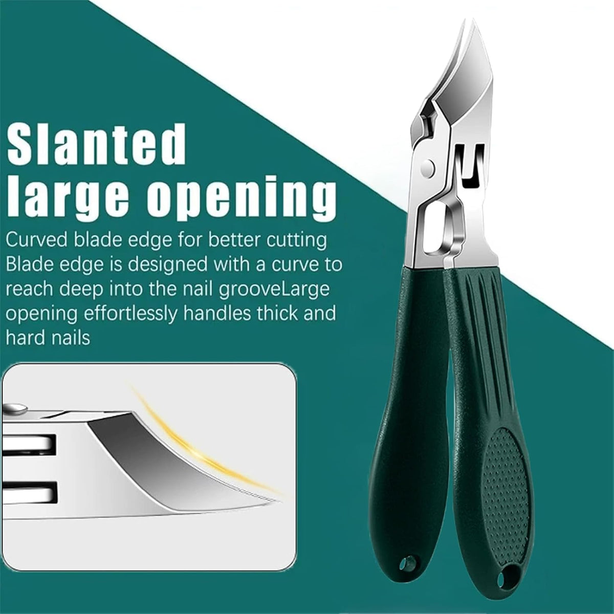 Nail Clippers Set - 3-Piece Professional Angled Toenail & Fingernail Clippers, Wide Jaw Anti-Splash Design for Easy, Precise Cutting