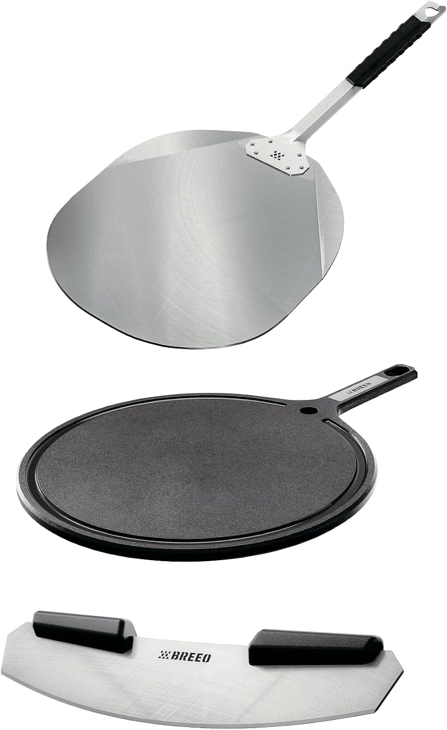 Breeo Pizza Oven Tools Set - Turning Peel, Cutter Rocker & Serving Board