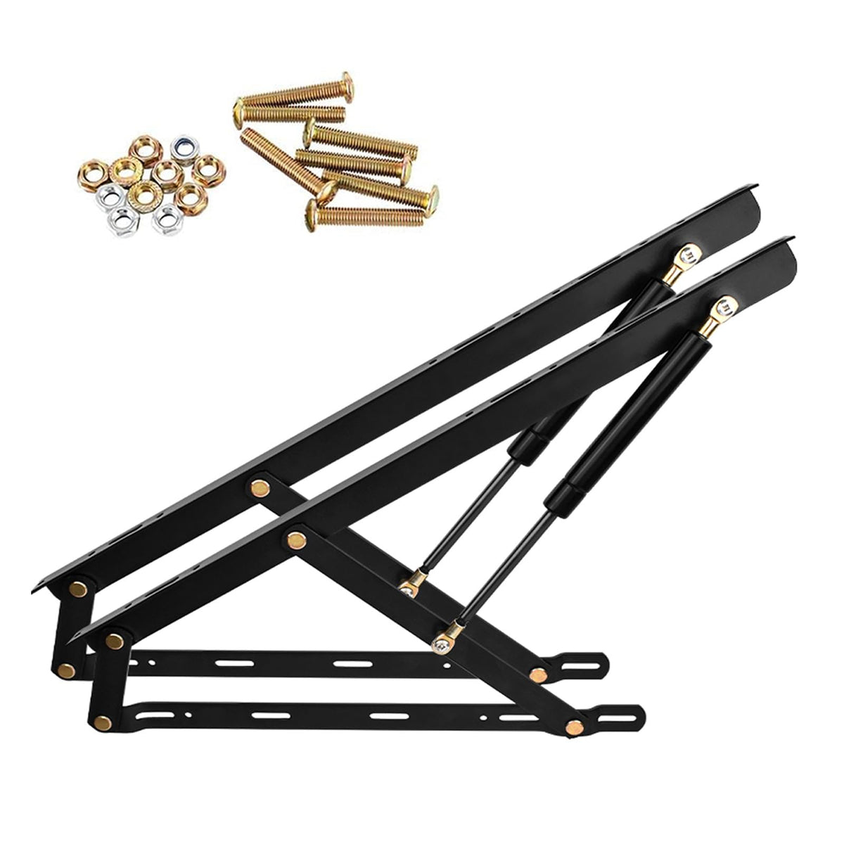 1 Pair Bed Lift Mechanism Heavy Duty Gas Spring Bed Storage Lift Kit, Hydraulic Pneumatic Rod Folding Lift For Bed Gas Spring Bed Storage Lift Kit, Folding Bed Accessories, 62-150cm(Black,1200mm)