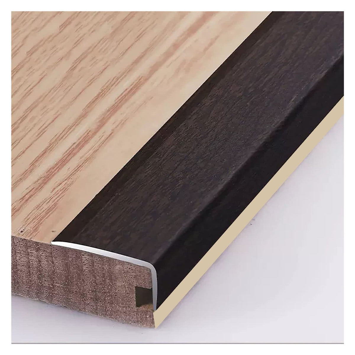 L Molding Metal Stair Steps Corner Trim Window Sill Edge Protectors, Wood Grain Finish Floor Transition Strip for Wooden Flooring/Laminate Floor (#7 50in/127cm)