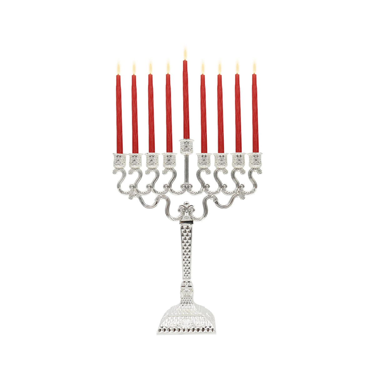 Majestic Giftware Silver-Plated Chanukah Oil Menorah (MN-HA17019B) | Fits Standard Chanukah Oil Cups and Large Candles | Durable & Long-Lasting Quality | Hanukkah Menorah - 3” High