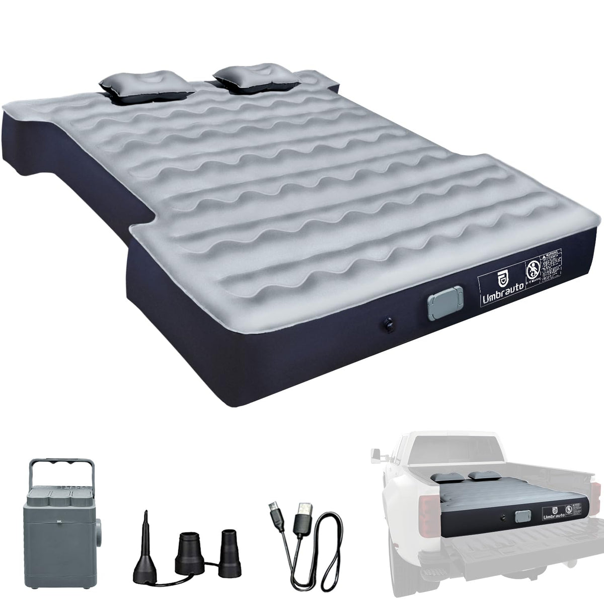 Umbrauto Air Mattress for 5.5-5.8 ft Full-Size Short Truck Beds, Inflatable Truck Tent Airbed with Pump, Pickup Camper Air Bed for Camping