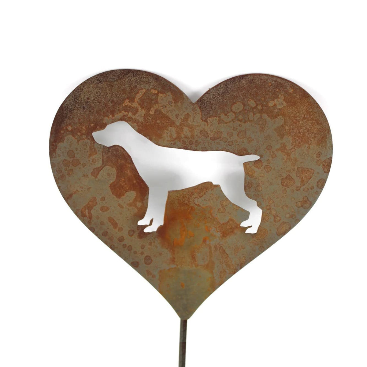 Pet Dog, Cat, Rabbit or Bird Keepsake Memorial Heart Garden Stake 20 to 28 Inches Tall (Large Heart, 28" Tall, Paw Print, Naturally Rusted)