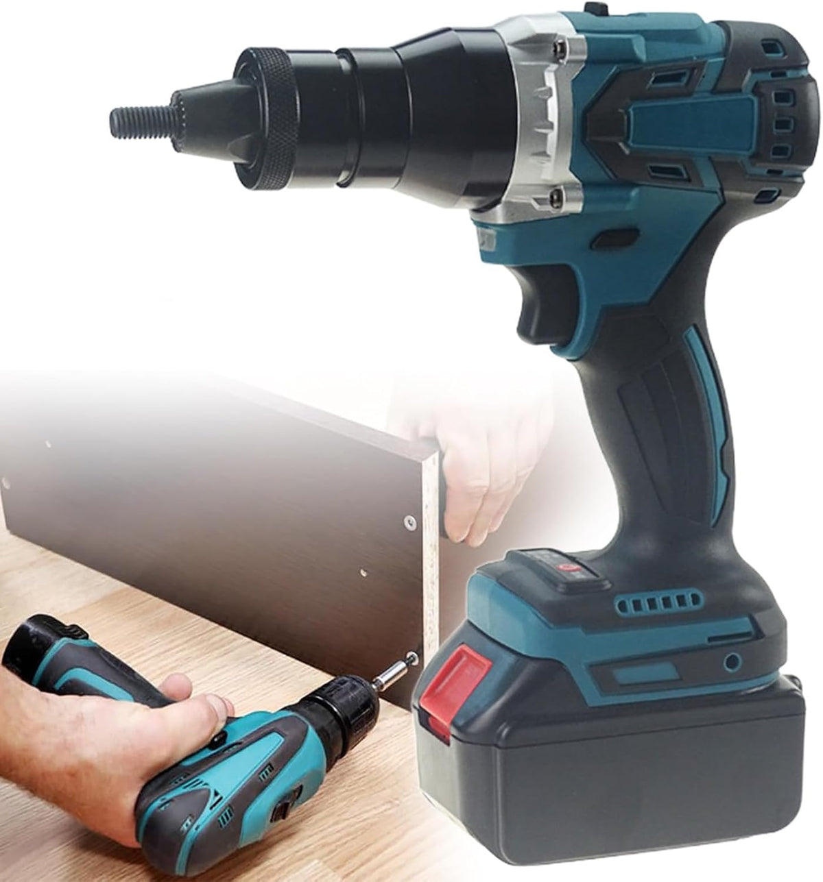 Cordless Rivet Nut Tool, Electric Rivet Nut Kit, Portable Electric Automatic Brushless Blind Rivet Nut Tool for Aluminum, Iron, Stainless Steel