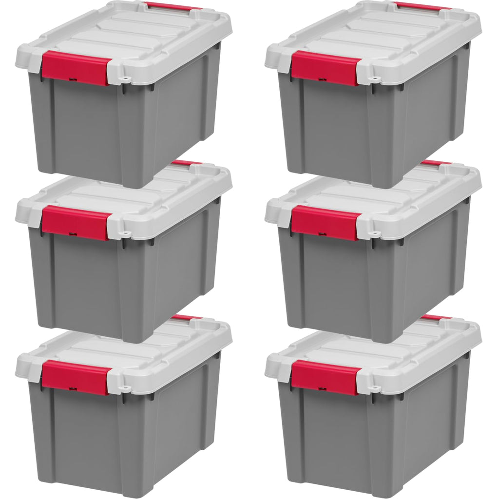 IRIS USA 6-Pack 20 Gal Heavy Duty Lockable Storage Totes with Lids, Black