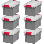IRIS USA 6-Pack 20 Gal Heavy Duty Lockable Storage Totes with Lids, Black