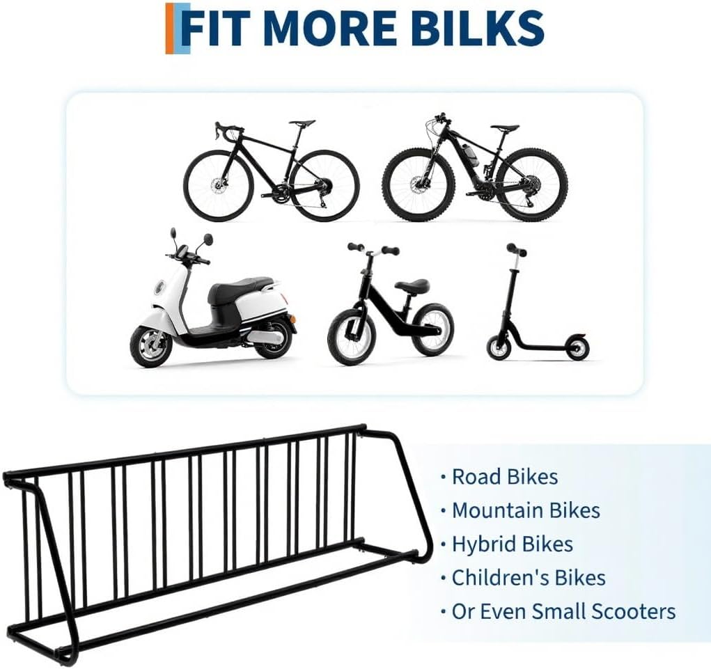 GarveeTech Commercial Grid Floor Bike Rack, Sigle-Side 10-Bike Rack 122" L,Grid Bikes Racks In Ground, Bicycle Floor Parking Stand, for Garages, Stores, Schools & Universities Power Coated Steel