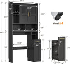 ELYKEN Over The Toilet Storage Cabinet with Pulley & Acrylic Doors, Black