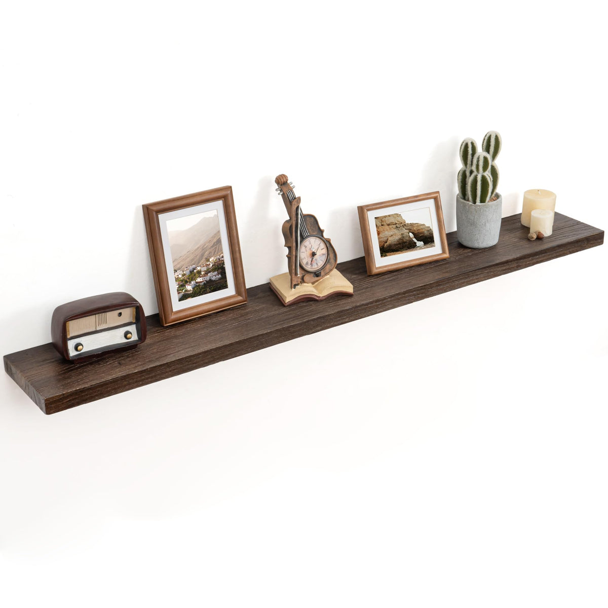Floating Shelves for Wall, Solid Elm Wood Shelves, 24in Set of 2, Natural
