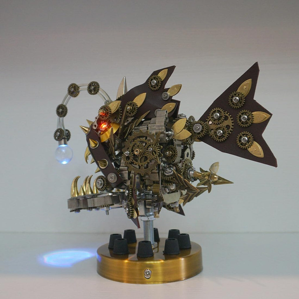 3D Metal Puzzle Mechanical Lantern Fish Model Kit with Color Changing Lamp
