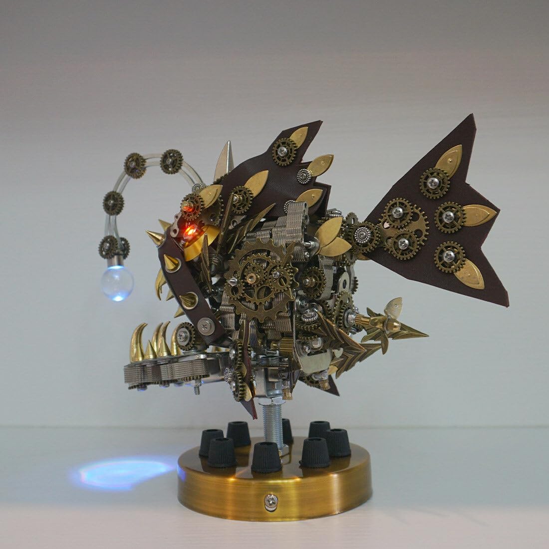 3D Metal Puzzle Mechanical Lantern Fish Model Kit with Color Changing Lamp