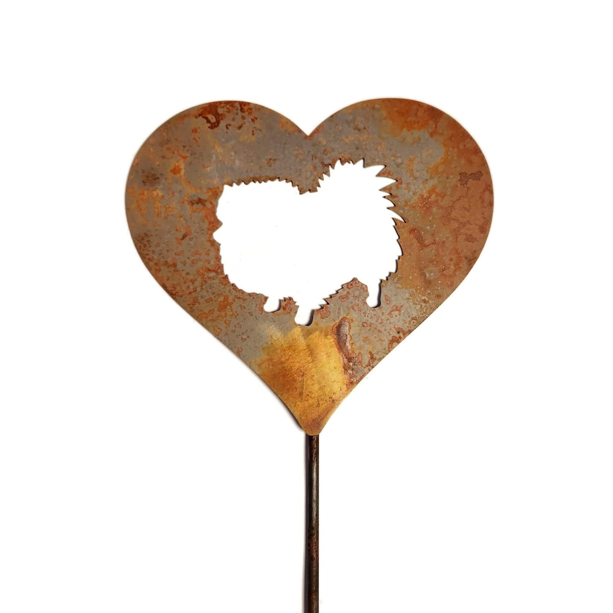 Pet Dog, Cat, Rabbit or Bird Keepsake Memorial Heart Garden Stake 20 to 28 Inches Tall (Large Heart, 28" Tall, Schnauzer, Naturally Rusted)