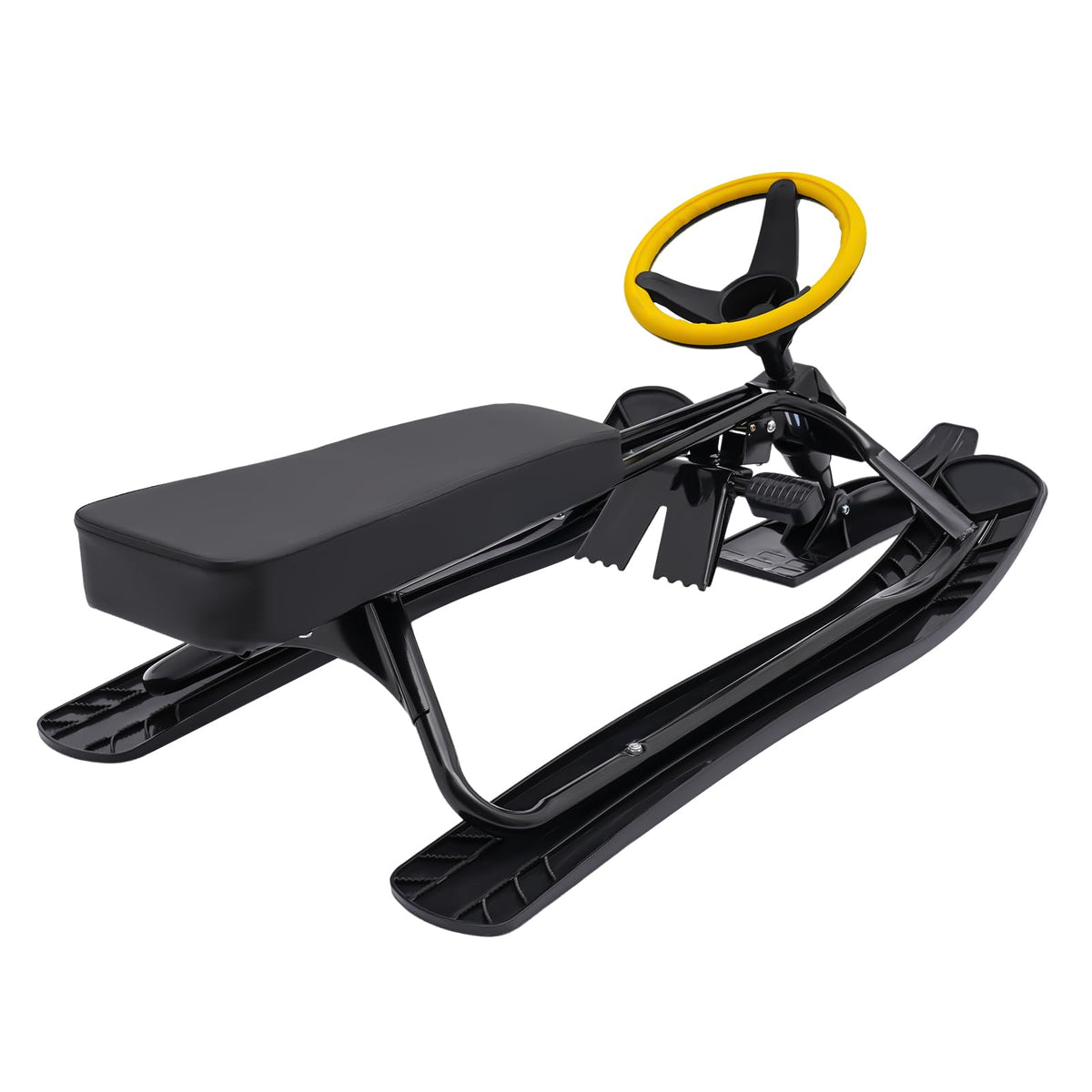 Kart Snow Sled, Steering Snow Sled, Snow Sled for Kids, 220Lb, Kart Style, Steering & Brakes, 31In Baseboard, Ski Sand Grass, 3-15Y, PU Seat