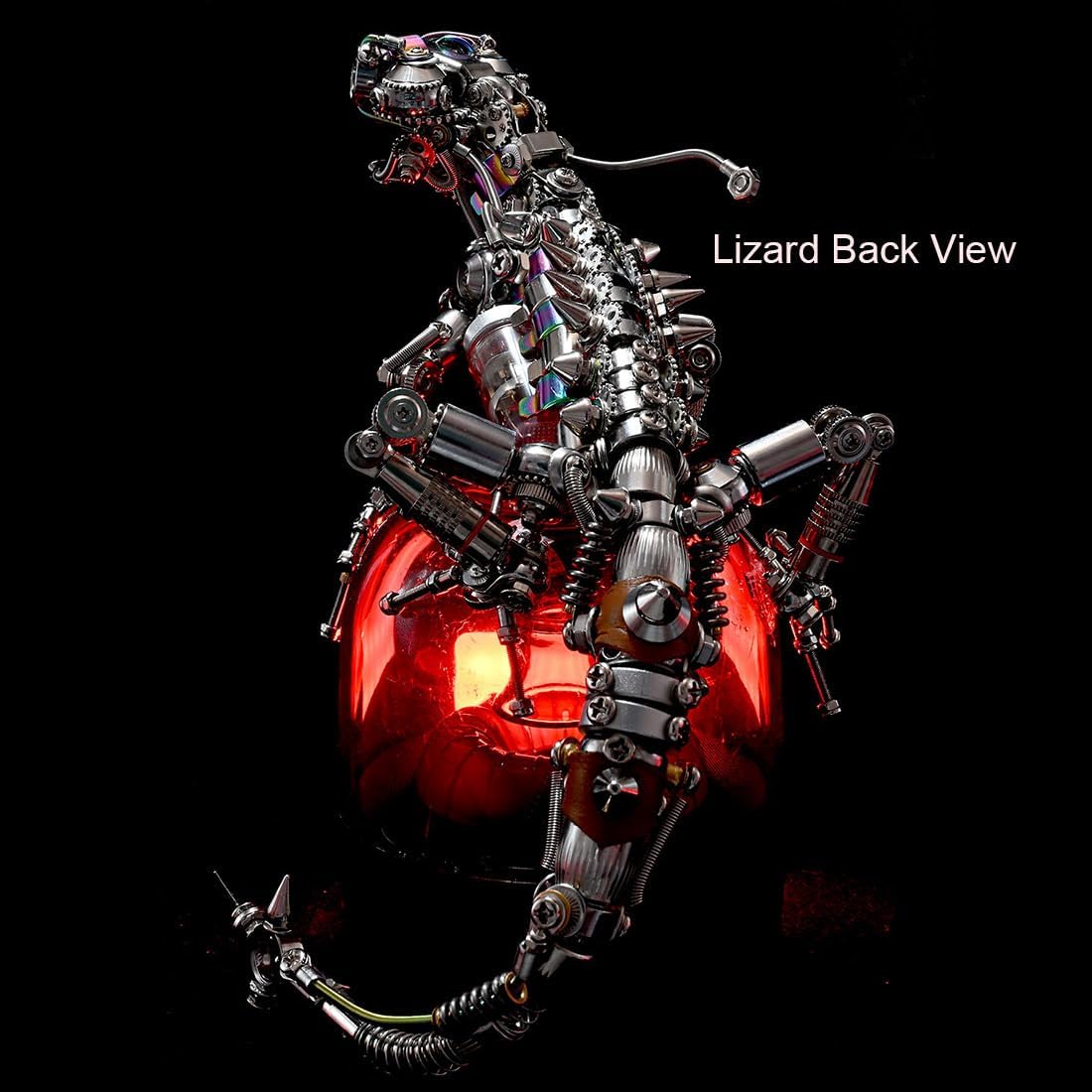 3D Metal Puzzle Animal Model Kit, 1100PCS DIY Assemble Steampunk Mechanical Lizard Model with LED Light, Creative Handcrafted Metal Art Craft Desktop Display & Decoration for Adults
