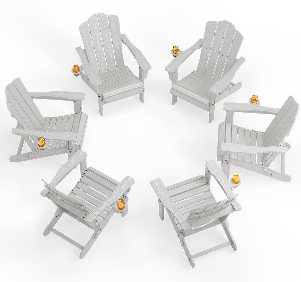 KINGYES Folding Adirondack Chair Set of 4 with Cup Holder, Navy