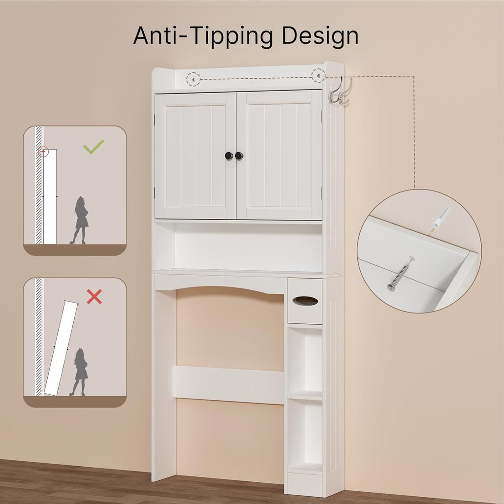 Ahomly Over The Toilet Storage Cabinet, 29.9" W x 70.3" H, White