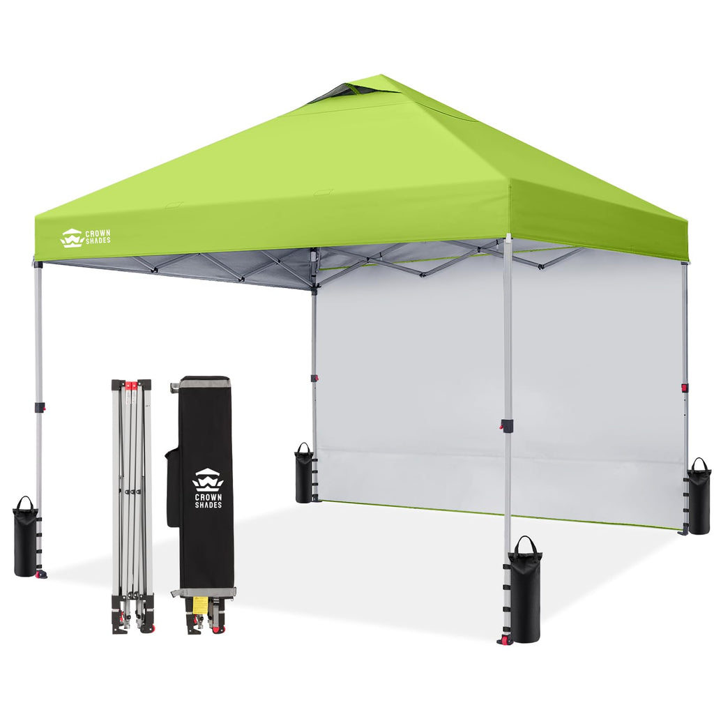 CROWN SHADES 10x10 Pop Up Canopy with 1 Side Wall, Beach Canopy Tent, Red
