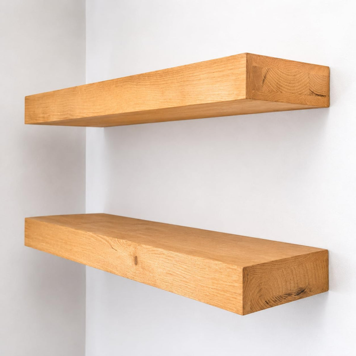 Urbandi Modern Floating Shelves 3 Inches Thick for Wall, Wide Shelves for Kitchen, Living Room, Bedroom, and Bathroom, Natural Pine Wood, Rustic Wooden Shelf, (Set of 2) (Aged Oak, 24Lx3Hx6D)