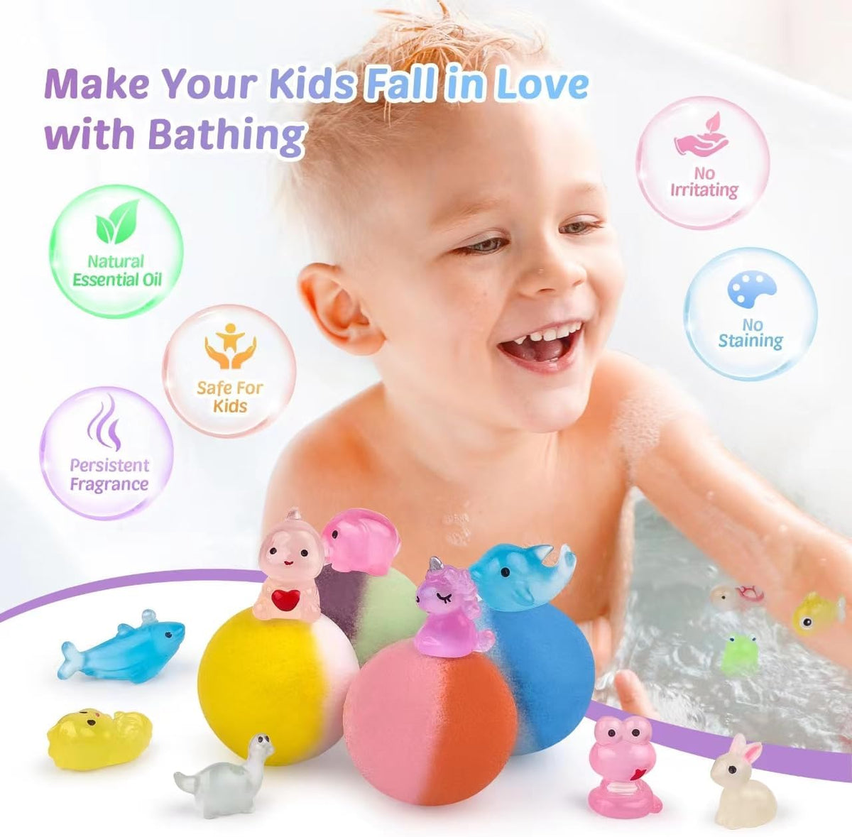 Bath Bombs for Kids,36 Pack Bath Bombs with Glow in The Dark Toy Inside